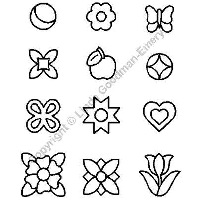 Assorted Block Quilting Stencils Size Range: 1.5in to 2.5in or 3.8 to 6.4cm