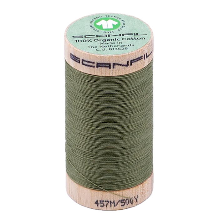 Sage 50/2 Weight Scanfil Organic Thread 457 Metres (500 Yards)