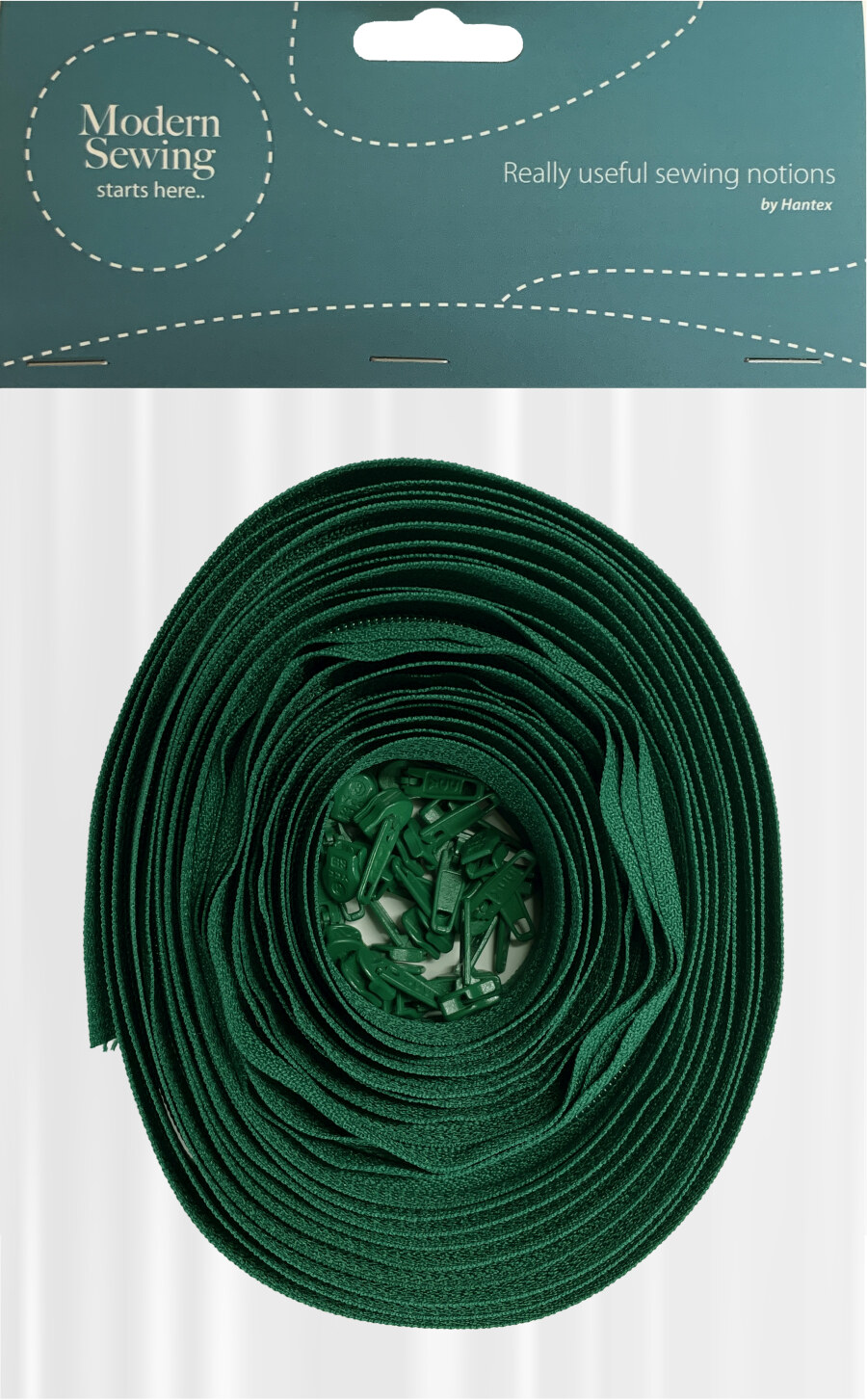 Pine Green Standard #3 Continuous Zipper With Pinlock Pulls - 5m Tape With 20 Zipper Pulls