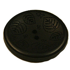 Acrylic Button 2 Hole Mini Leaves Engraved 28mm Black