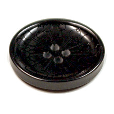 Acrylic Button 4 Hole Seed Head Engraved 28mm Black
