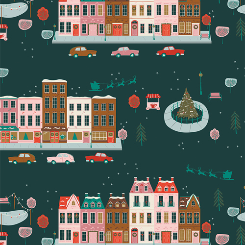 Joyful Boulevard Night from Christmas In The City by AGF Studio in Cotton for AGF
