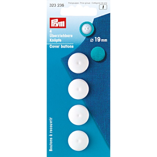 Prym Cover Buttons 19mm White Plastic - 4 Pieces