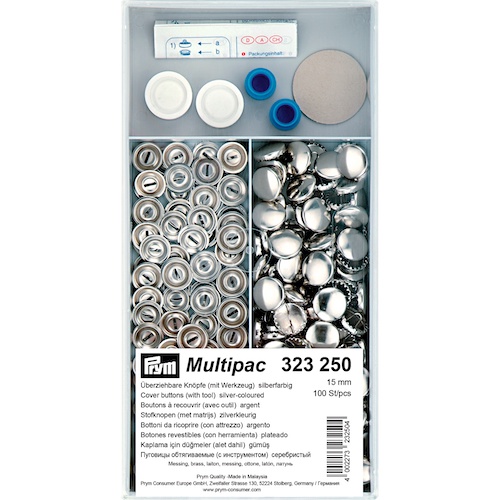 Prym Cover Buttons 23mm Silver Finish - 50 Pieces Brass Rustproof