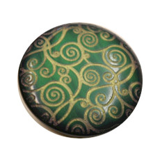 Acrylic Shank Button Gold Embossed 18mm Emerald