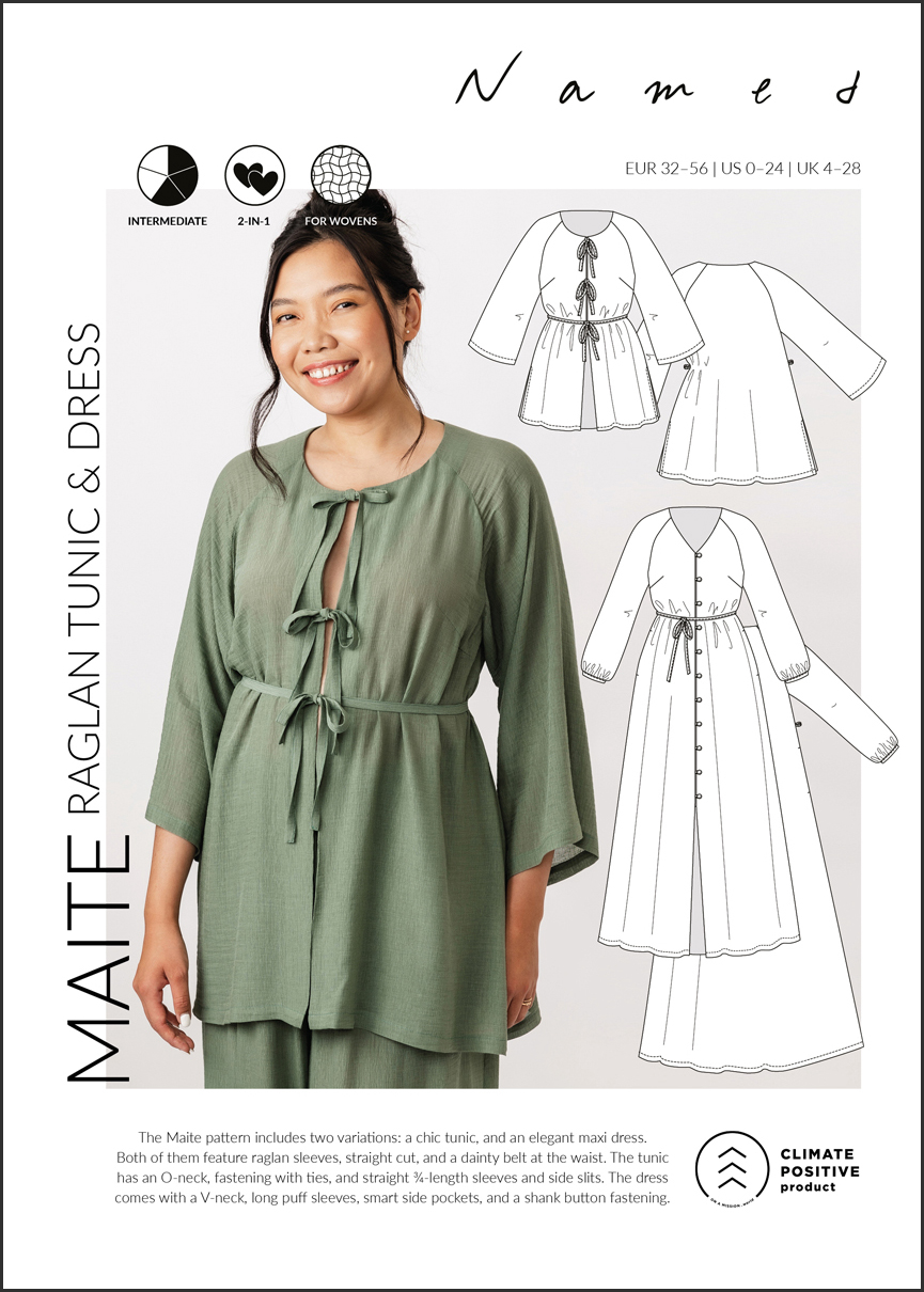 Maite Raglan Sleeve Tunic & Dress Pattern By Named Clothing (Avail Jan)