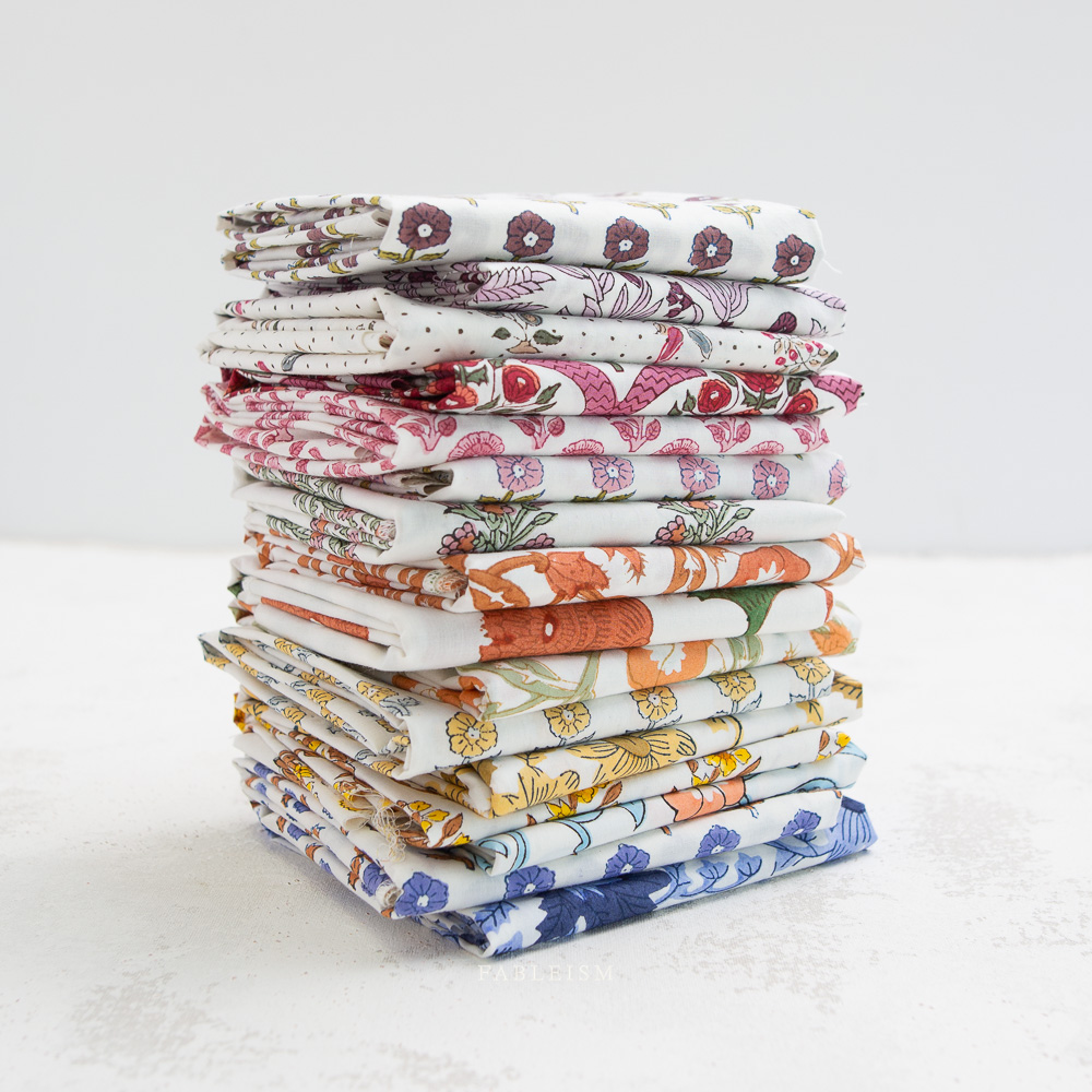 16 Piece Fat Quarter Bundle Of Indian Block Prints Cottage By Fableism (Avail Apr)